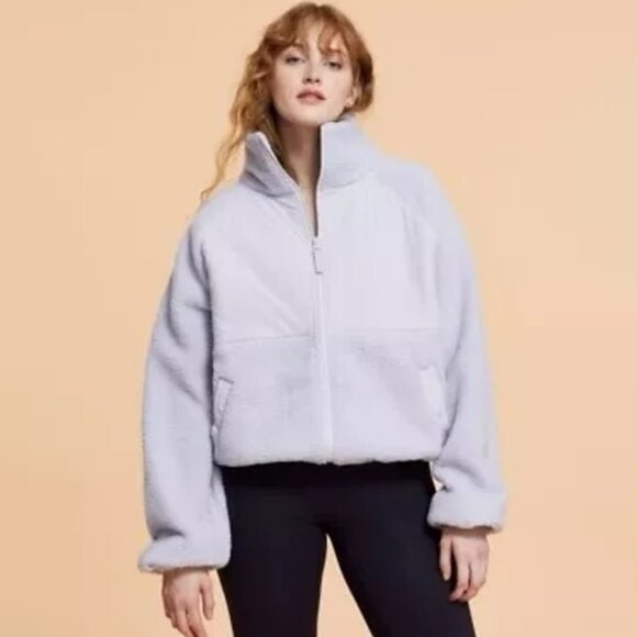 POPFLEX Jackets & Blazers - New POPFLEX Blogilates Lavender Teddy Jacket Coat Outerwear Cloud Marshmallow